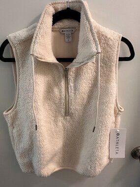 NWT Athleta Sherpa Vest Cream Ivory — Size S — Cozy & Soft